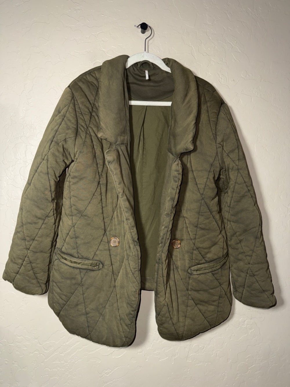 Free People quilted pillow jacket olive army green size medium